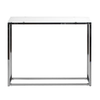 Geo Rectangle White Glass and Chrome Console Table