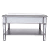 29" Silver Mirrored Glass Square Coffee Table