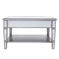 29" Silver Mirrored Glass Square Coffee Table
