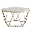 33" Champagne Solid Manufactured Wood And Metal Round Coffee Table