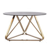 31" Champagne Glass And Metal Round Coffee Table