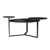43" Black Solid Manufactured Wood And Metal Free Form Coffee Table