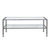 48" Silver Glass And Metal Rectangular Coffee Table
