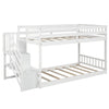 White Twin Over Twin Staircase Bunk Bed