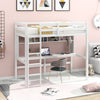 Minimalist White Twin Size Loft Bed with Built In Desk and Shelf