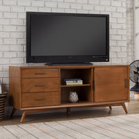 64" Wood Brown Mahogany Solids Okoume And Veneer Open Shelving TV Stand