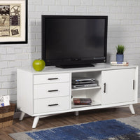 64" White Mahogany Solids Okoume And Veneer Open Shelving TV Stand