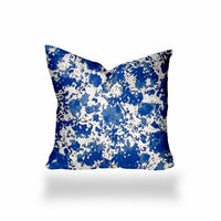 12" X 12" Blue And White Blown Seam Coastal Throw Indoor Outdoor Pillow