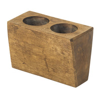 Rustic Brown Two Hole Tabletop Candle Holder