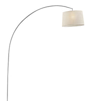 85" Steel Adjustable Arched Floor Lamp With White Drum Shade