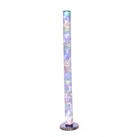 49" Steel LED Column Floor Lamp With Clear Drum Shade