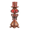 20" Brown and Red Faux Marble Tabletop Candle Holder and Candle