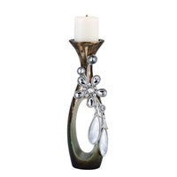 20" Ornate Faux Crystal Tabletop Pillar Candle Holder