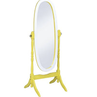 59" Painted Oval Cheval Standing Mirror Freestanding With Solid Wood Frame