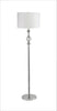 63" Chrome and Crystal Orb Shaped Floor Lamp With White Drum Shade