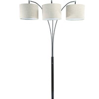 84" Beige And Espresso Brown Three Lights Tree Floor Lamp With Beige Drum Shade