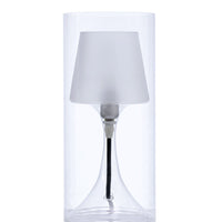 13" Clear Metal Bedside Table Lamp With Clear Shade