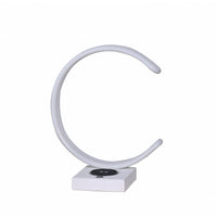 14" White Metal LED with USB Wireless Charger Table Lamp