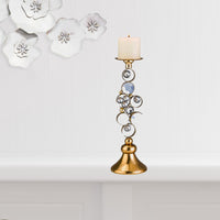 Set Of Two Gold Bling Tabletop Pillar Candle Holder