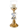 18" Gold and Faux Crystal Bling Tabletop Hurricane Candle Holder