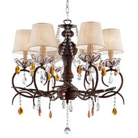 Burnished Bronze Hanging Ceiling Lamp with Clear and Amber Crystals