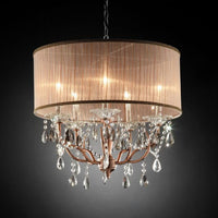 Silver and Pink Faux Crystal Hanging Chandelier Lamp