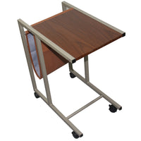Modern Brown Faux Woodgrain Metal Laptop Cart Desk