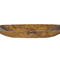 Rustic Brown and Natural Handcarved Thin Oval Centerpiece Bowl