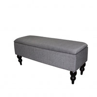 14" Black And Gray Upholstered 100% Polyester Entryway Bench With Flip Top