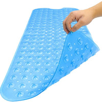 Clear Blue Oval Non Slip Bath Mat