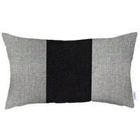 12" X 20" Grey And Black Geometric Zippered Handmade Polyester Lumbar Pillow Cover