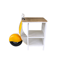 Yellow Wood And Metal Mini Scooter End or Side Table