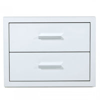 Modern Glossy White Box Nightstand with Two Drawers