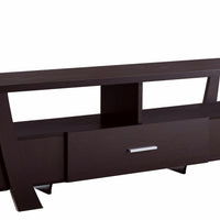 60" Dark Brown Particle Board And Mdf Cabinet Enclosed Storage TV Stand