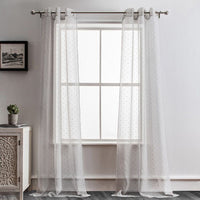 84” Gray Ribbon Embellished Window Curtain Panel