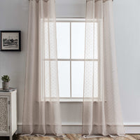 96” Tan Ribbon Embellished Window Curtain Panel