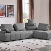 Gray 100% Polyester Stationary L Shaped Two Piece Sofa And Chaise