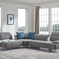 Gray 100% Polyester Modular L Shaped Three Piece Corner Sectional