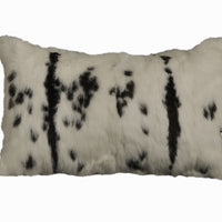 12" X 20" Black And White Rabbit Zippered Natural Fur Animal Print Throw Pillow