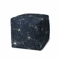 17" Blue Polyester Cube Geometric Indoor Outdoor Pouf Ottoman