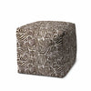 17" Black Polyester Cube Abstract Indoor Outdoor Pouf Ottoman