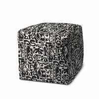 17" Black Cube Geometric Indoor Outdoor Pouf Cover