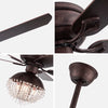 Antiqued Brown and Faux Crystal Chandelier Ceiling Fan