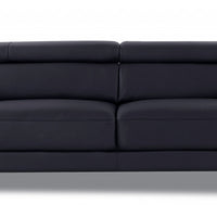89" Black and Chrome Genuine Leather Standard Sofa