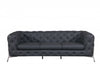 93" Dark Gray Genuine Button Tufted Leather Standard Sofa