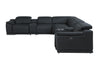 Black Italian Leather Power Recline L Shape Eight Piece Corner Sectional With Console