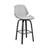 26" Gray Faux Leather Swivel Seat Wooden Bar Stool