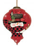 Plaid Snowman and Cardinals Hand Painted Mouth Blown Glass Ornament