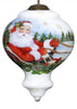 Santa Riding a Sleigh Hand Painted Mouth Blown Glass Ornament