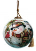 Winter Wreath Forest Snowman Hand Painted Mouth Blown Glass Ornament